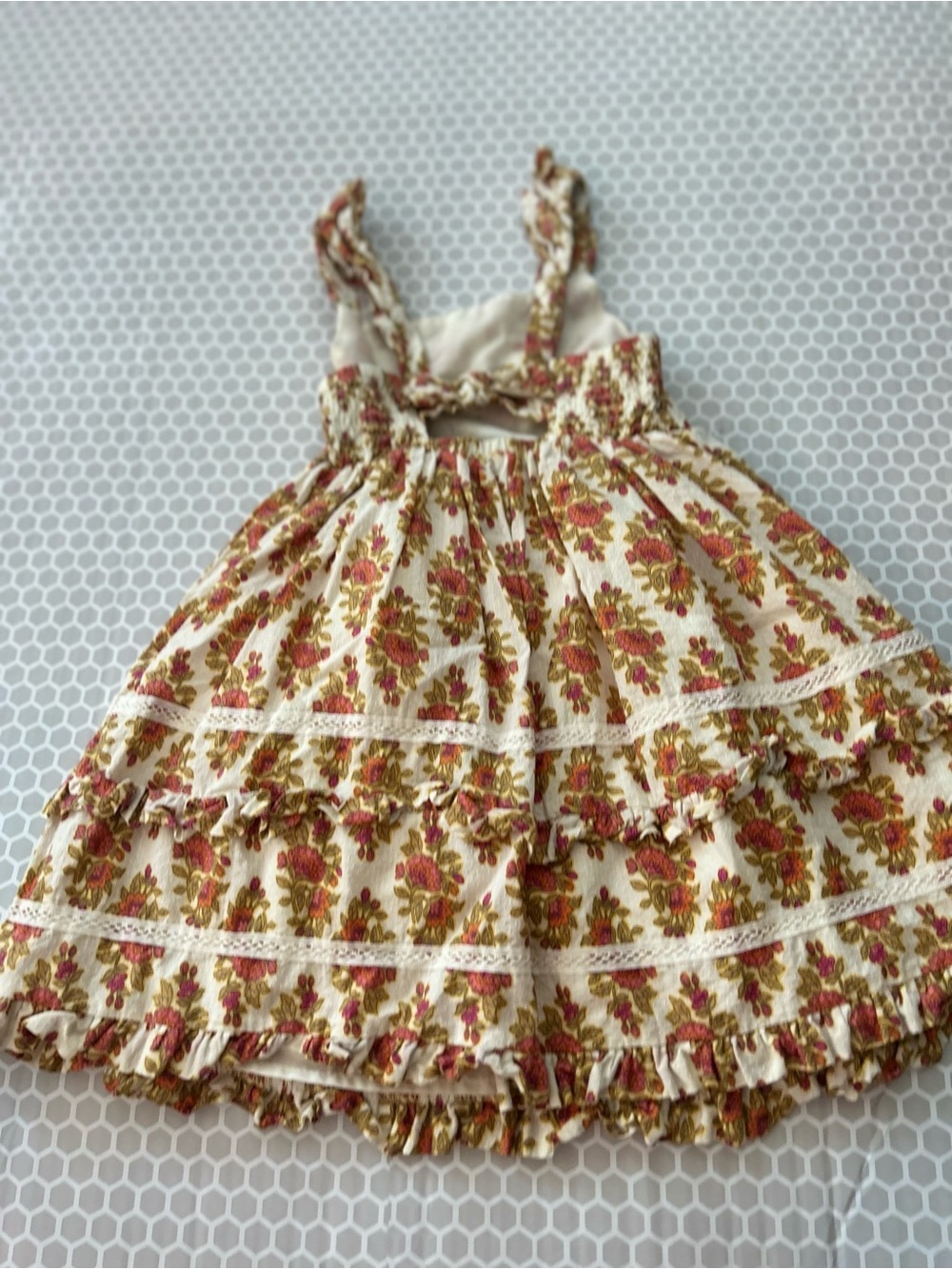 Haute Hippie Girls Cream Floral Sundress with Ruffle Straps Size 5 - Picture 5 of 6